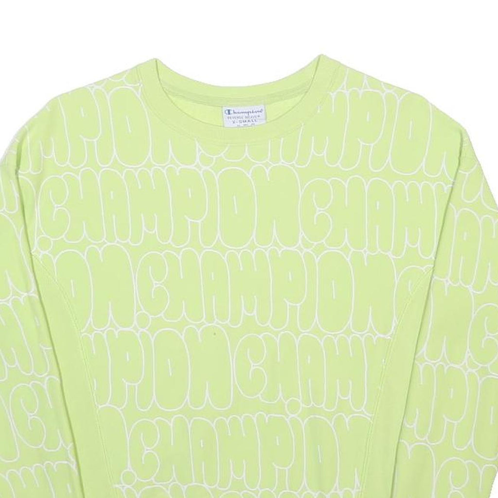 CHAMPION REVERSE WEAVE Womens Yellow Crew Neck XS Cotton Blend Sweatshirt Retro