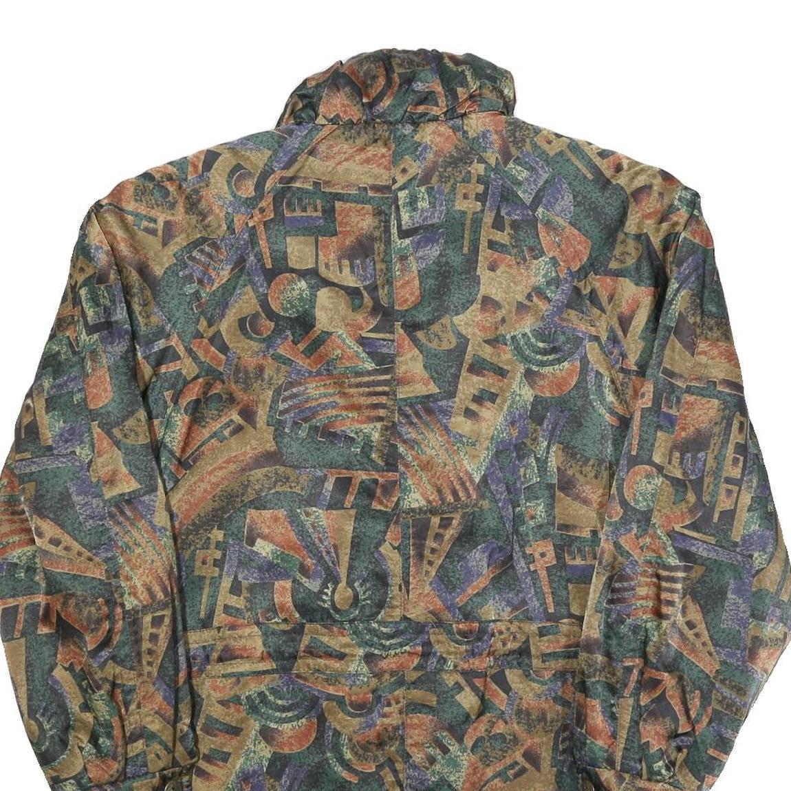 SCHERER Womens Green & Brown Abstract Print Jacket S Polyester Blend Zip