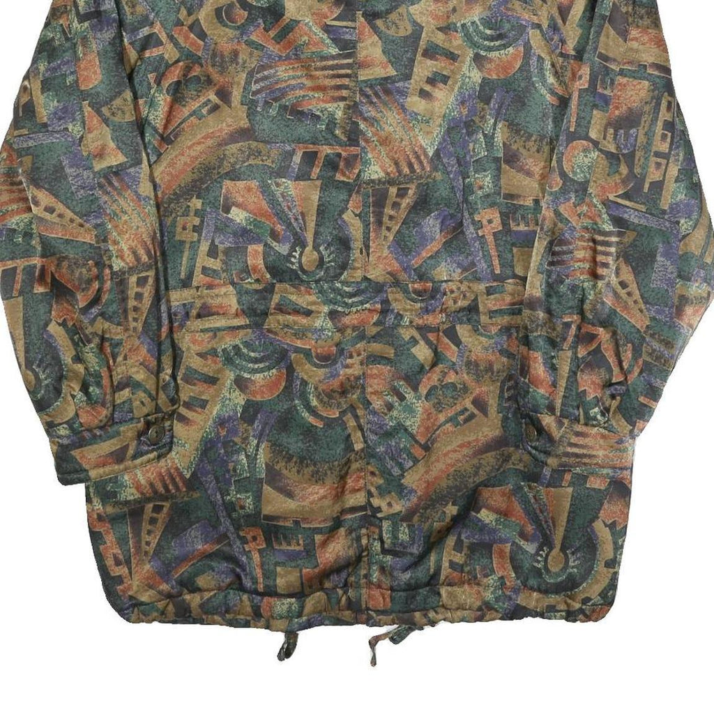 SCHERER Womens Green & Brown Abstract Print Jacket S Polyester Blend Zip