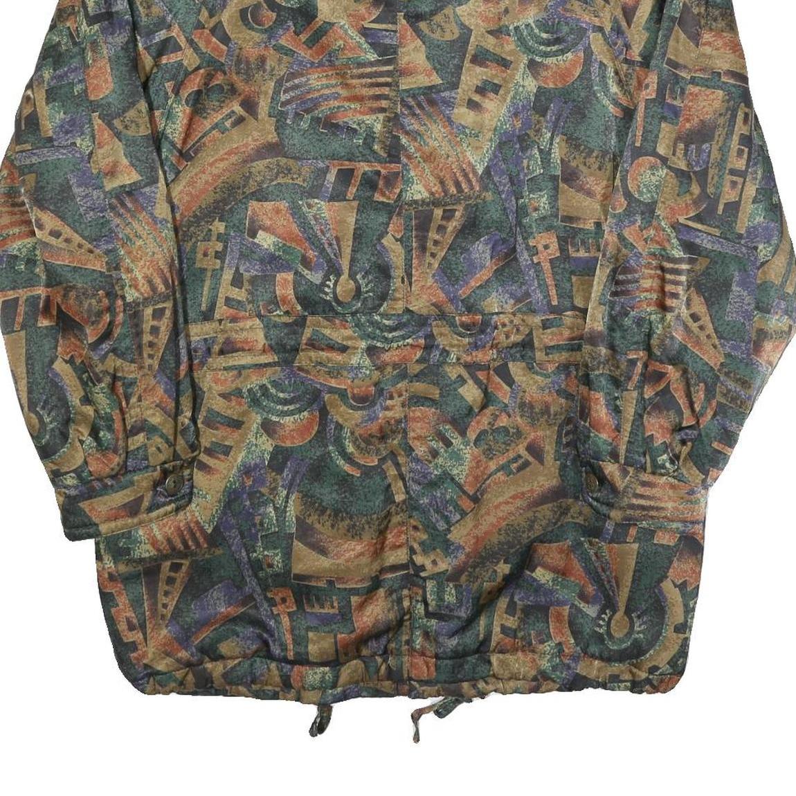 SCHERER Womens Green & Brown Abstract Print Jacket S Polyester Blend Zip
