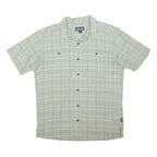 PATAGONIA Mens Green Check Shirt M Cotton Blend Casual Short Sleeve