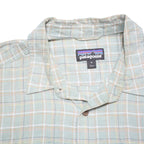 PATAGONIA Mens Green Check Shirt M Cotton Blend Casual Short Sleeve