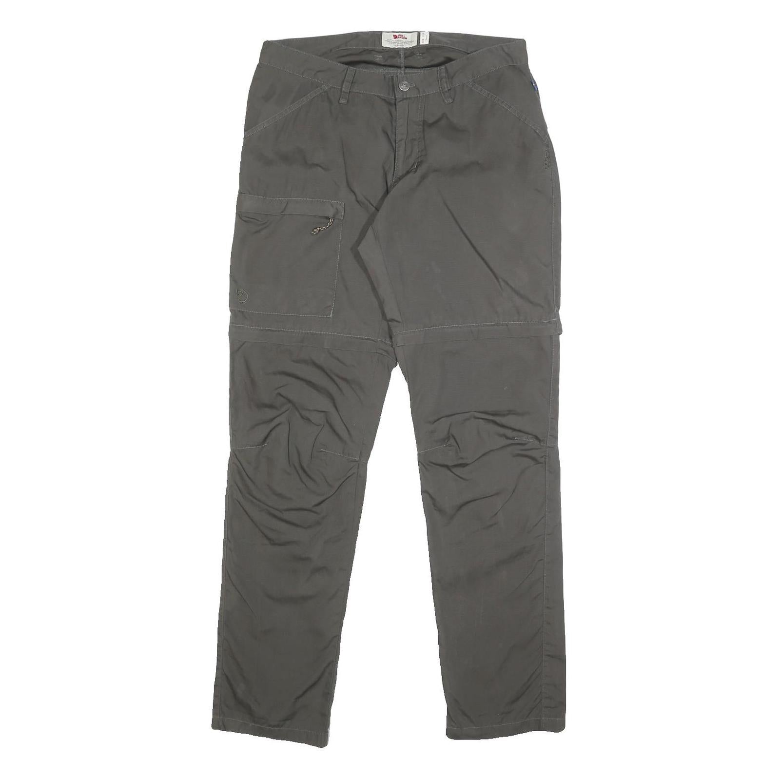 FJALLRAVEN Womens Polyester Grey Regular Zip Cargo Trousers W29 L31 Outdoor