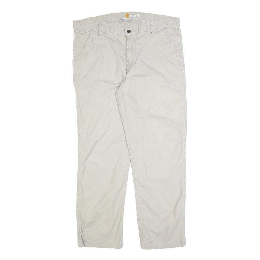 CARHARTT Mens Beige Relaxed Jeans Cotton Blend W38 L32 Workwear Zip Closure