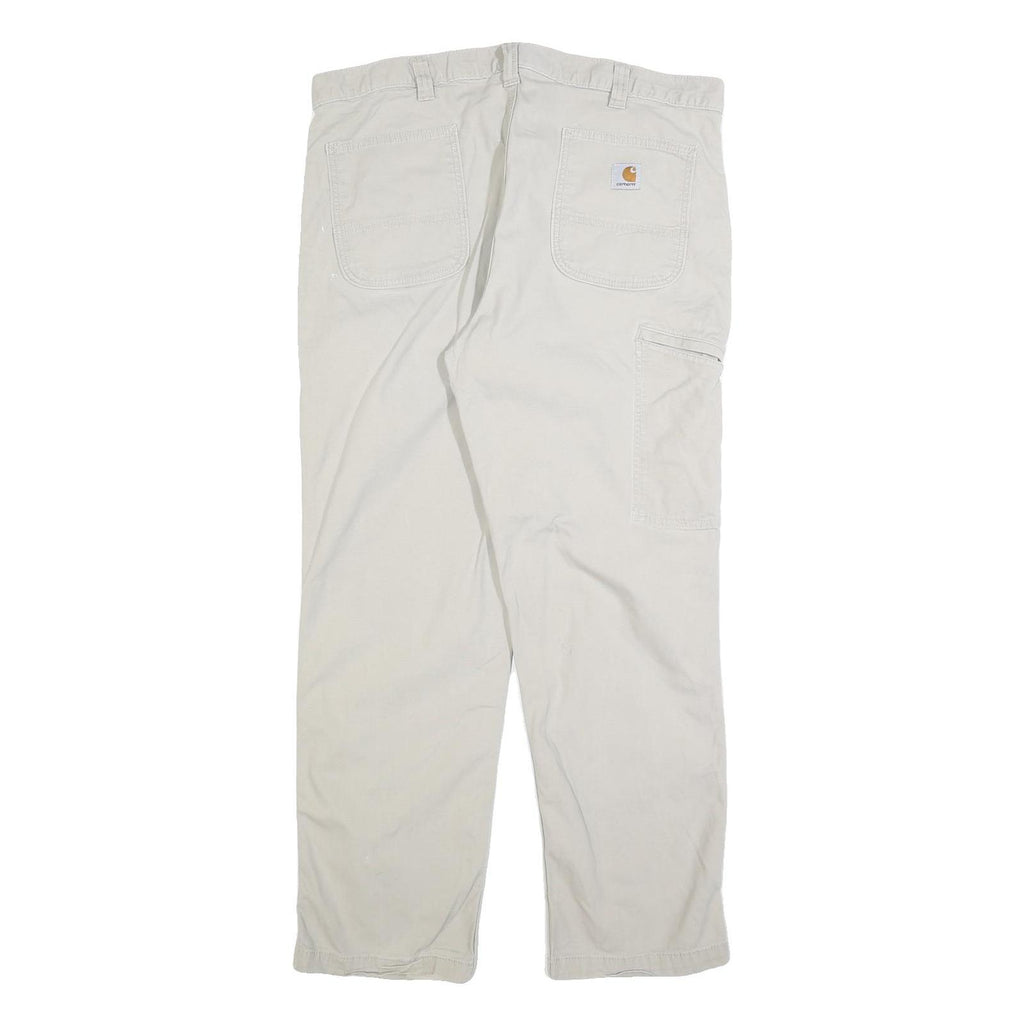 CARHARTT Mens Beige Relaxed Jeans Cotton Blend W38 L32 Workwear Zip Closure