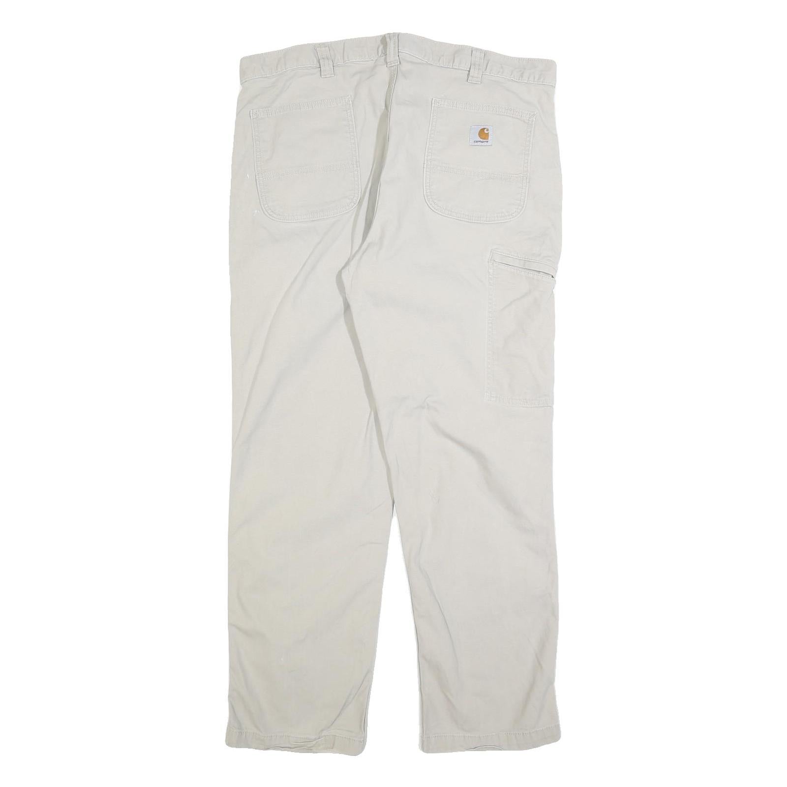 CARHARTT Mens Beige Relaxed Jeans Cotton Blend W38 L32 Workwear Zip Closure