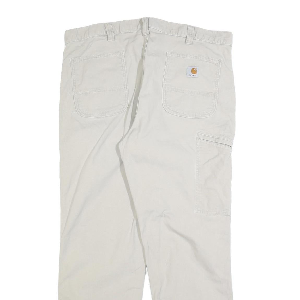 CARHARTT Mens Beige Relaxed Jeans Cotton Blend W38 L32 Workwear Zip Closure