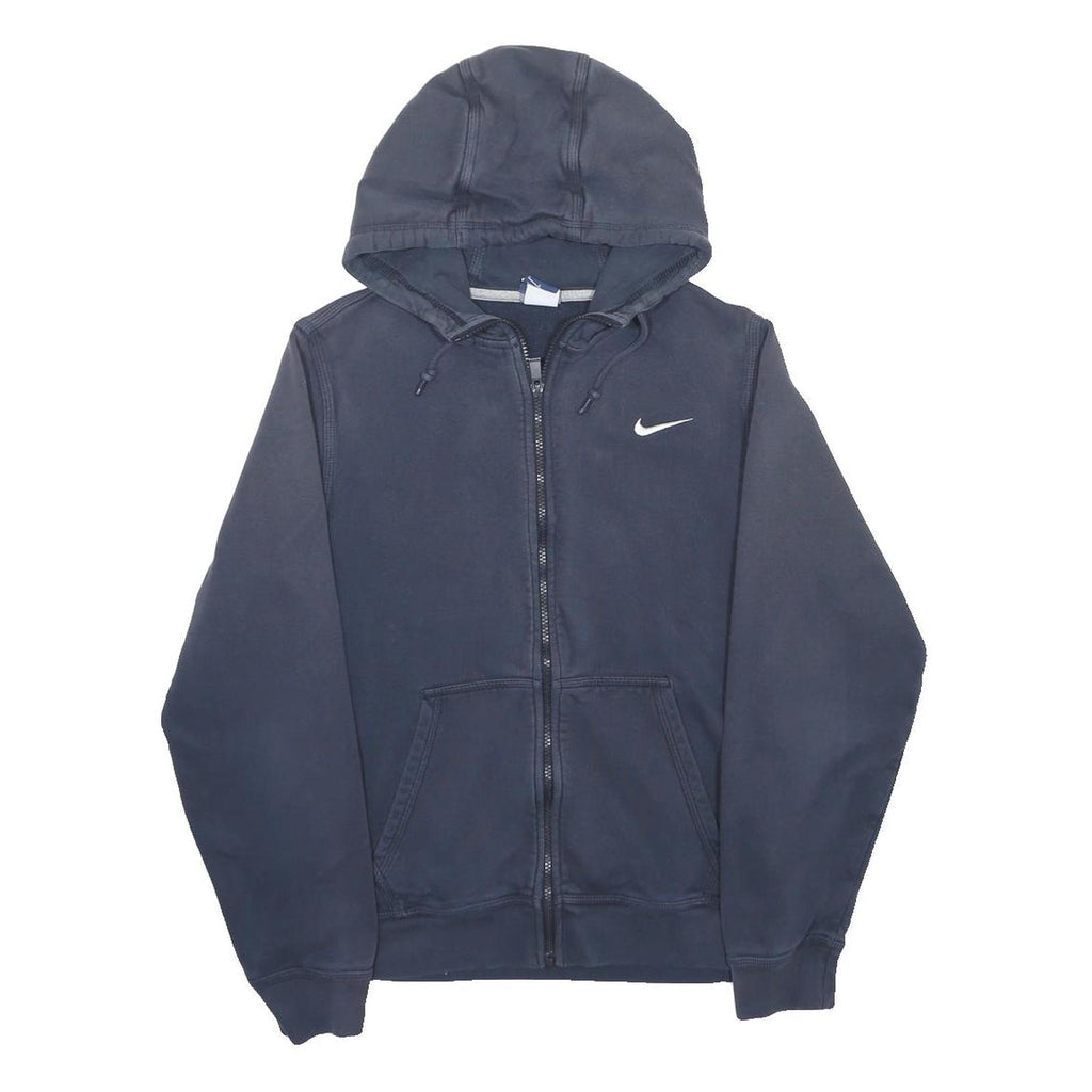 NIKE Mens Blue Pullover Hoodie S Cotton Blend Zip Up Logo Casual Sportswear