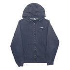 NIKE Mens Blue Pullover Hoodie S Cotton Blend Zip Up Logo Casual Sportswear