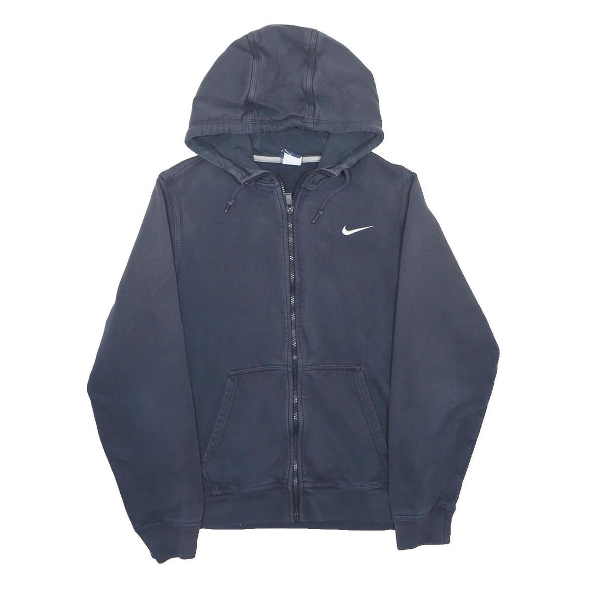 NIKE Mens Blue Pullover Hoodie S Cotton Blend Zip Up Logo Casual Sportswear