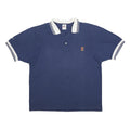 NIKE Court Mens Blue & White Striped Short Sleeve Logo M Polo Shirt Casual