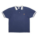 NIKE Court Mens Blue & White Striped Short Sleeve Logo M Polo Shirt Casual