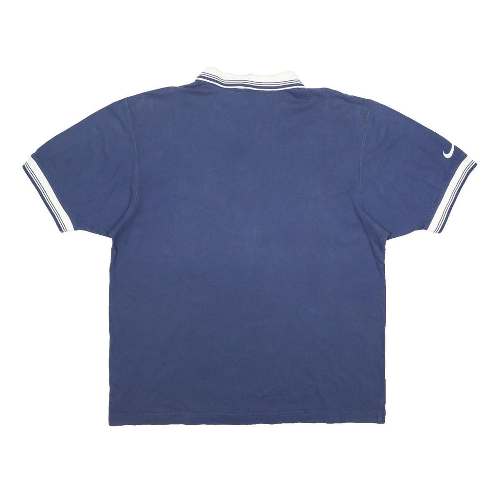 NIKE Court Mens Blue & White Striped Short Sleeve Logo M Polo Shirt Casual