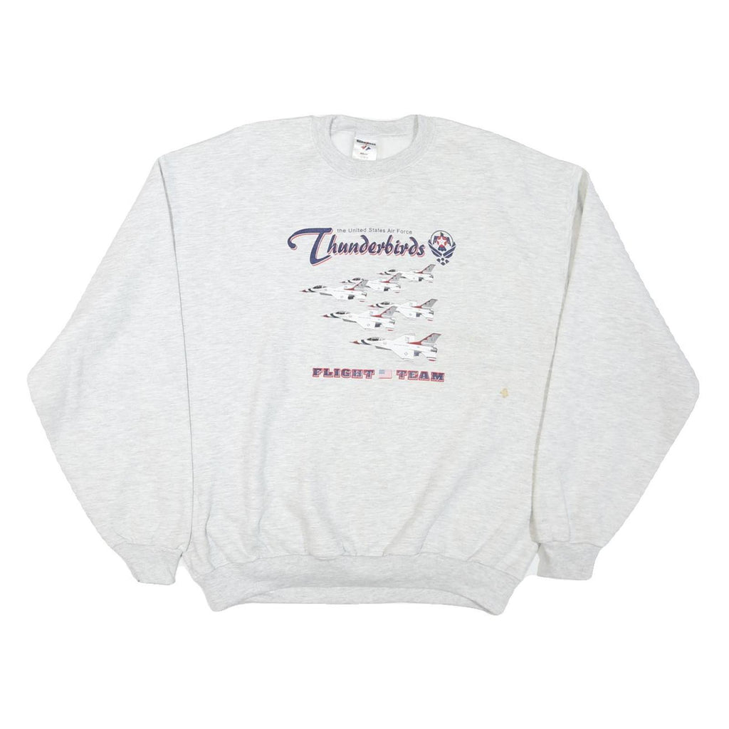 JERZEES Mens Grey Thunderbirds Flight Team Crew Neck L Cotton Blend Sweatshirt