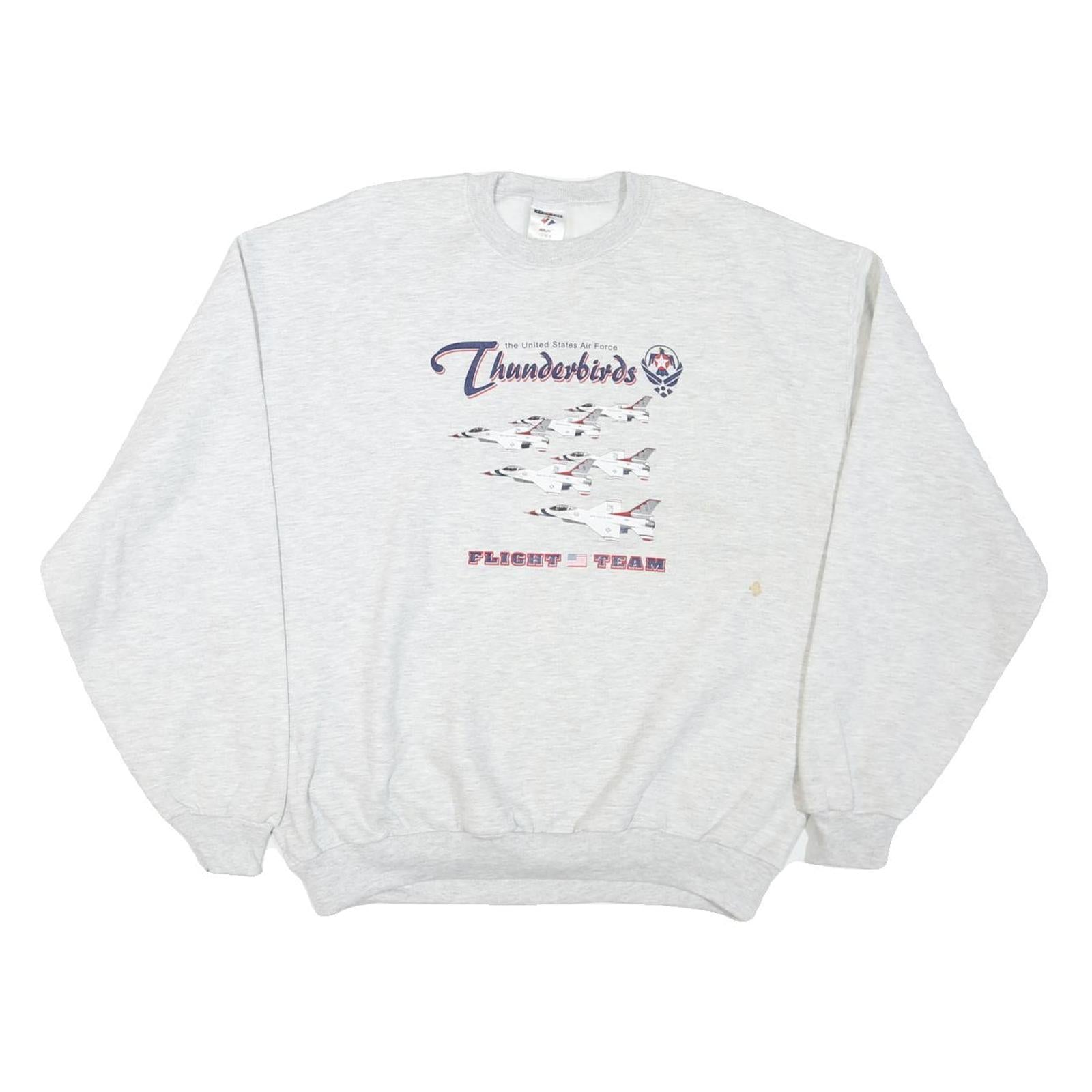 JERZEES Mens Grey Thunderbirds Flight Team Crew Neck L Cotton Blend Sweatshirt