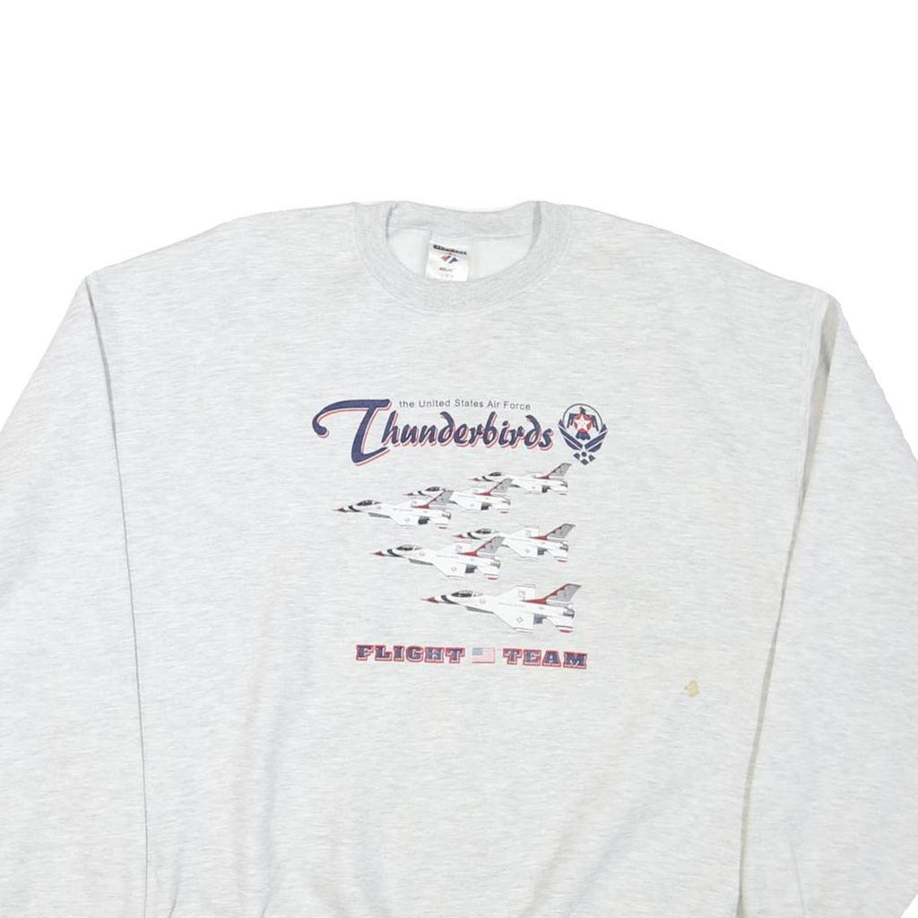 JERZEES Mens Grey Thunderbirds Flight Team Crew Neck L Cotton Blend Sweatshirt