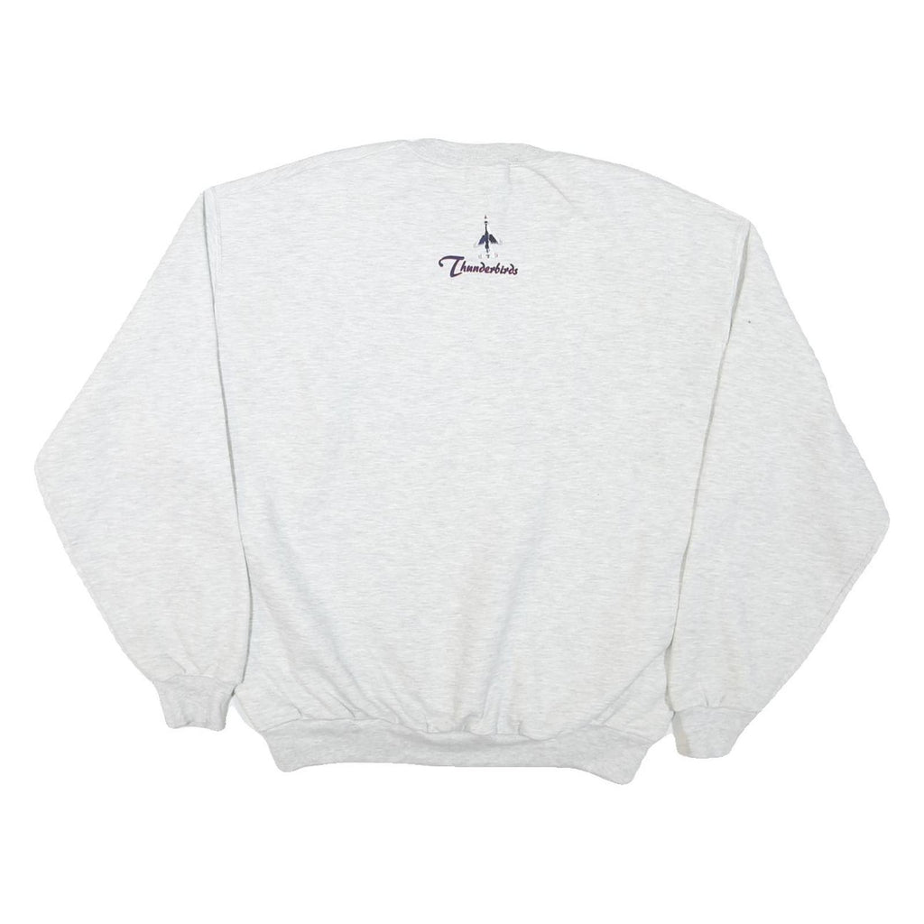 JERZEES Mens Grey Thunderbirds Flight Team Crew Neck L Cotton Blend Sweatshirt