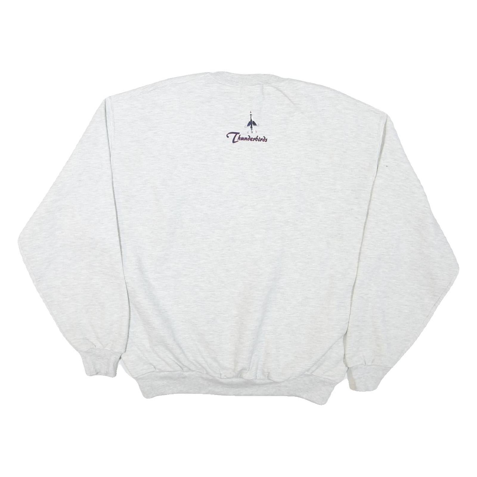 JERZEES Mens Grey Thunderbirds Flight Team Crew Neck L Cotton Blend Sweatshirt