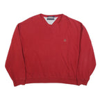 TOMMY HILFIGER Womens Red XL Cotton Blend Crew Neck Sweatshirt