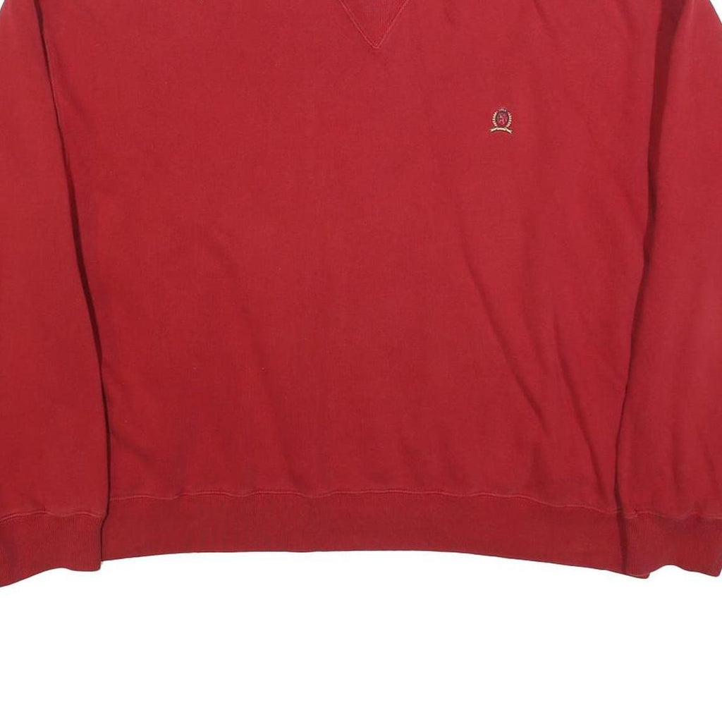 TOMMY HILFIGER Womens Red XL Cotton Blend Crew Neck Sweatshirt
