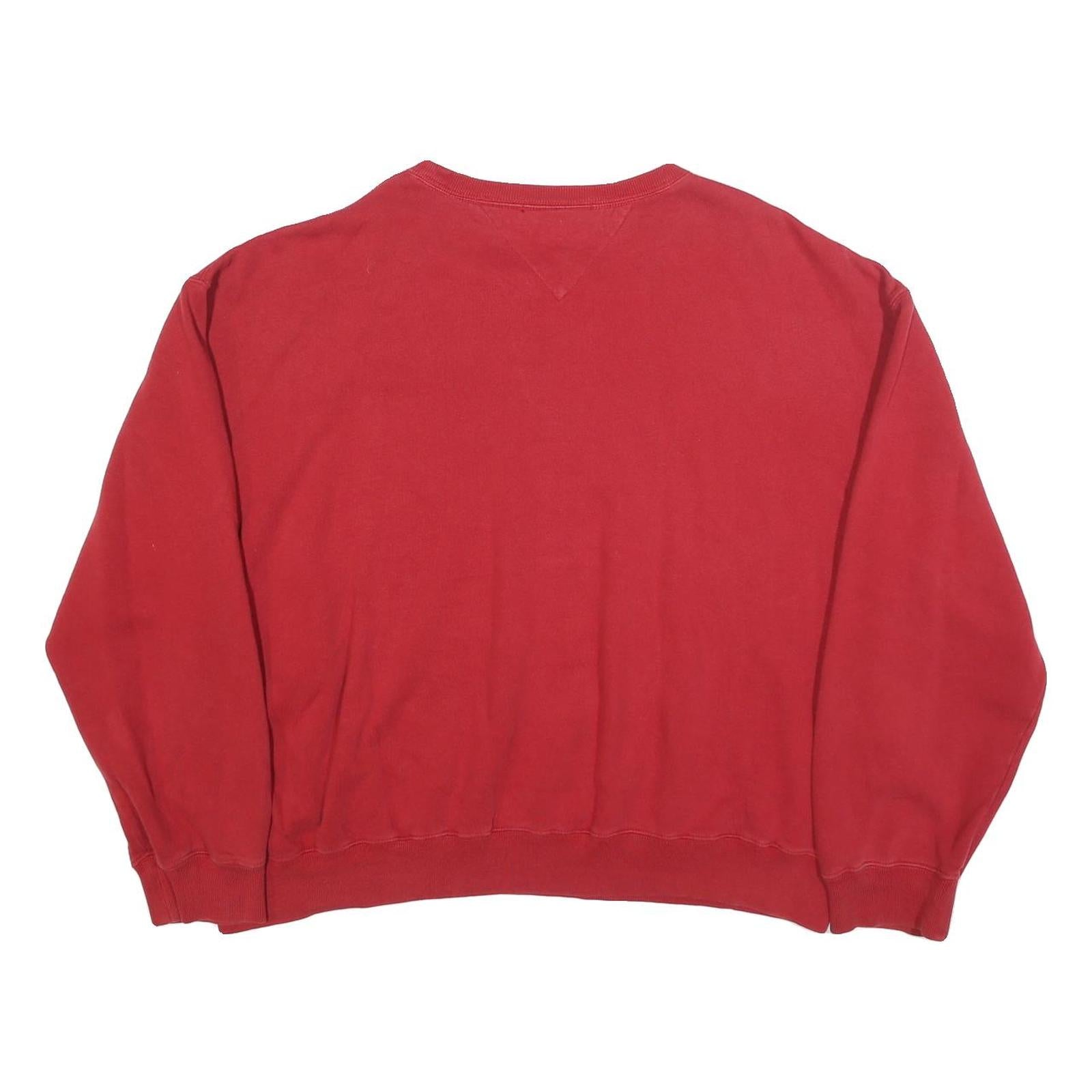 TOMMY HILFIGER Womens Red XL Cotton Blend Crew Neck Sweatshirt