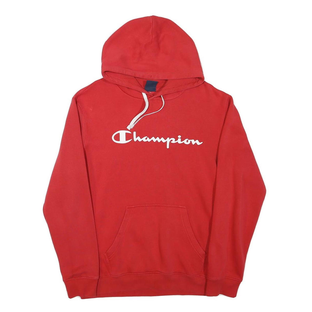 CHAMPION Mens Red Pullover Hoodie M Cotton Blend Casual Sweatshirt