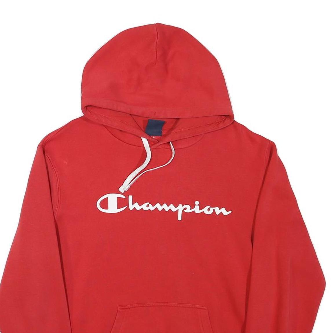 CHAMPION Mens Red Pullover Hoodie M Cotton Blend Casual Sweatshirt