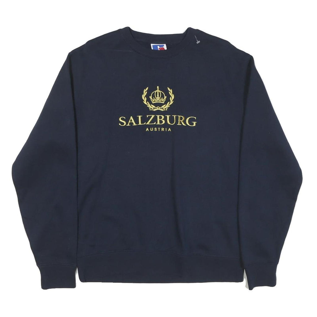 RUSSELL ATHLETIC Mens Navy Blue Salzburg Austria Crew Neck M Sweatshirt