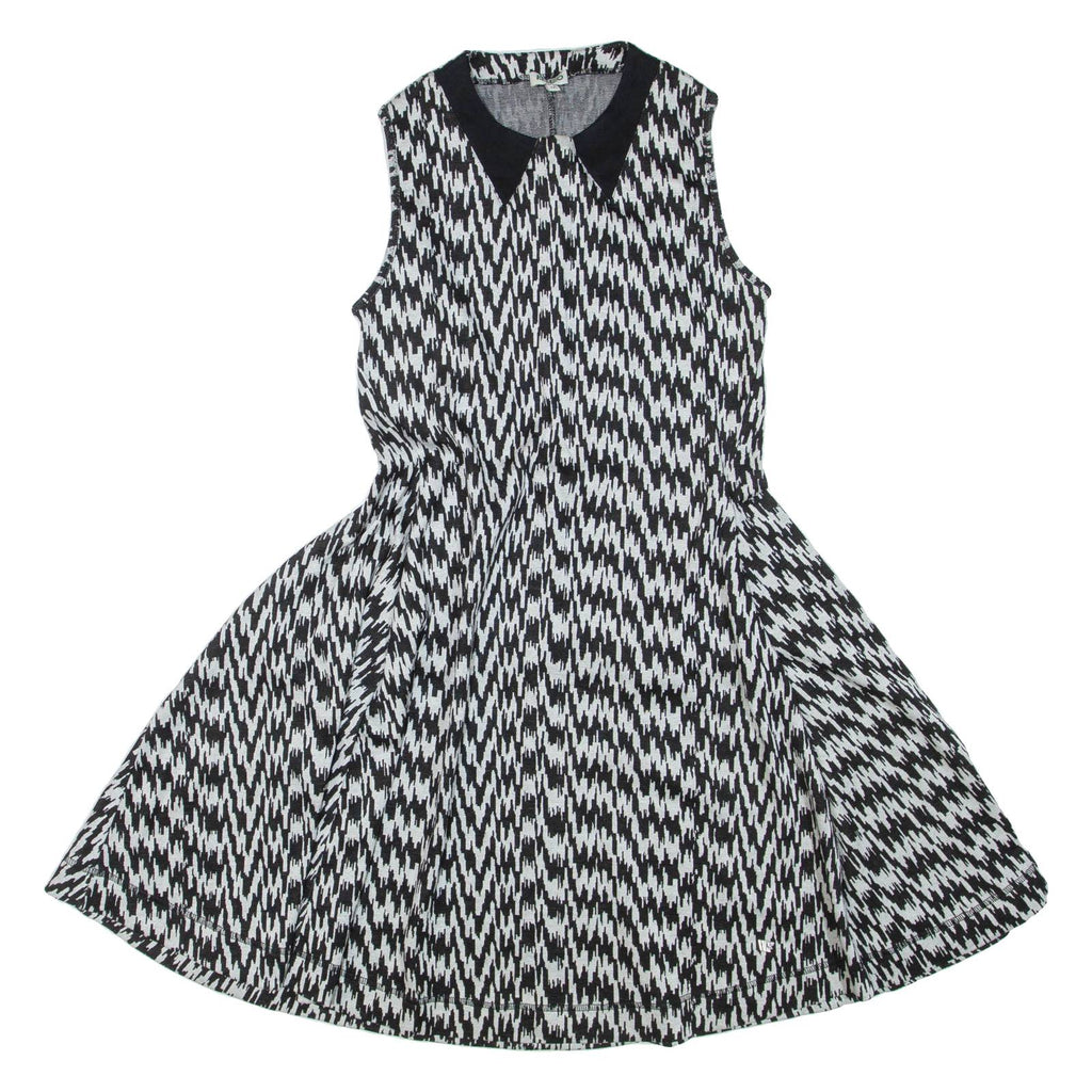 KENZO Womens Fit & Flare Dress Black Houndstooth Sleeveless Short M