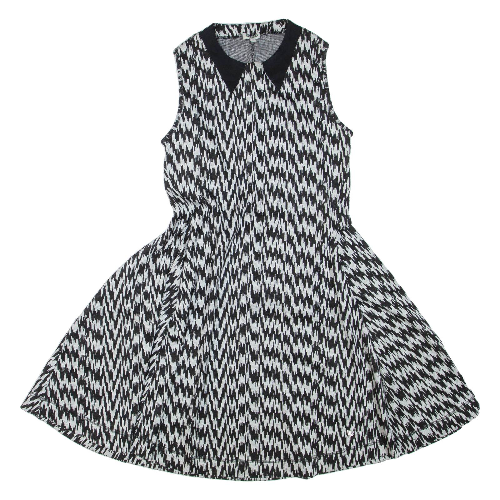 KENZO Womens Fit & Flare Dress Black Houndstooth Sleeveless Short M