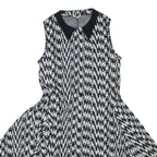 KENZO Womens Fit & Flare Dress Black Houndstooth Sleeveless Short M