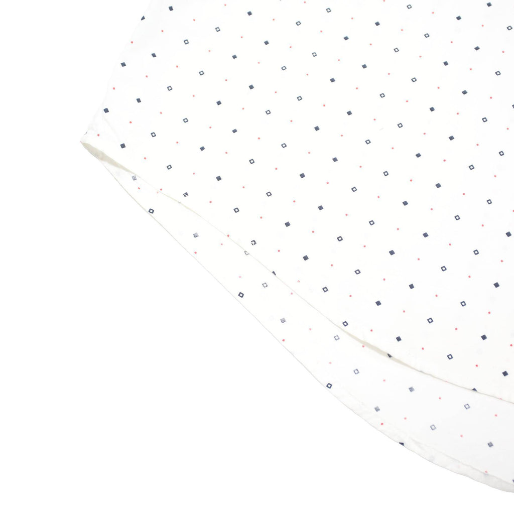 TOMMY HILFIGER Mens White & Navy Shirt L Cotton Blend Polka Dot Short Sleeve