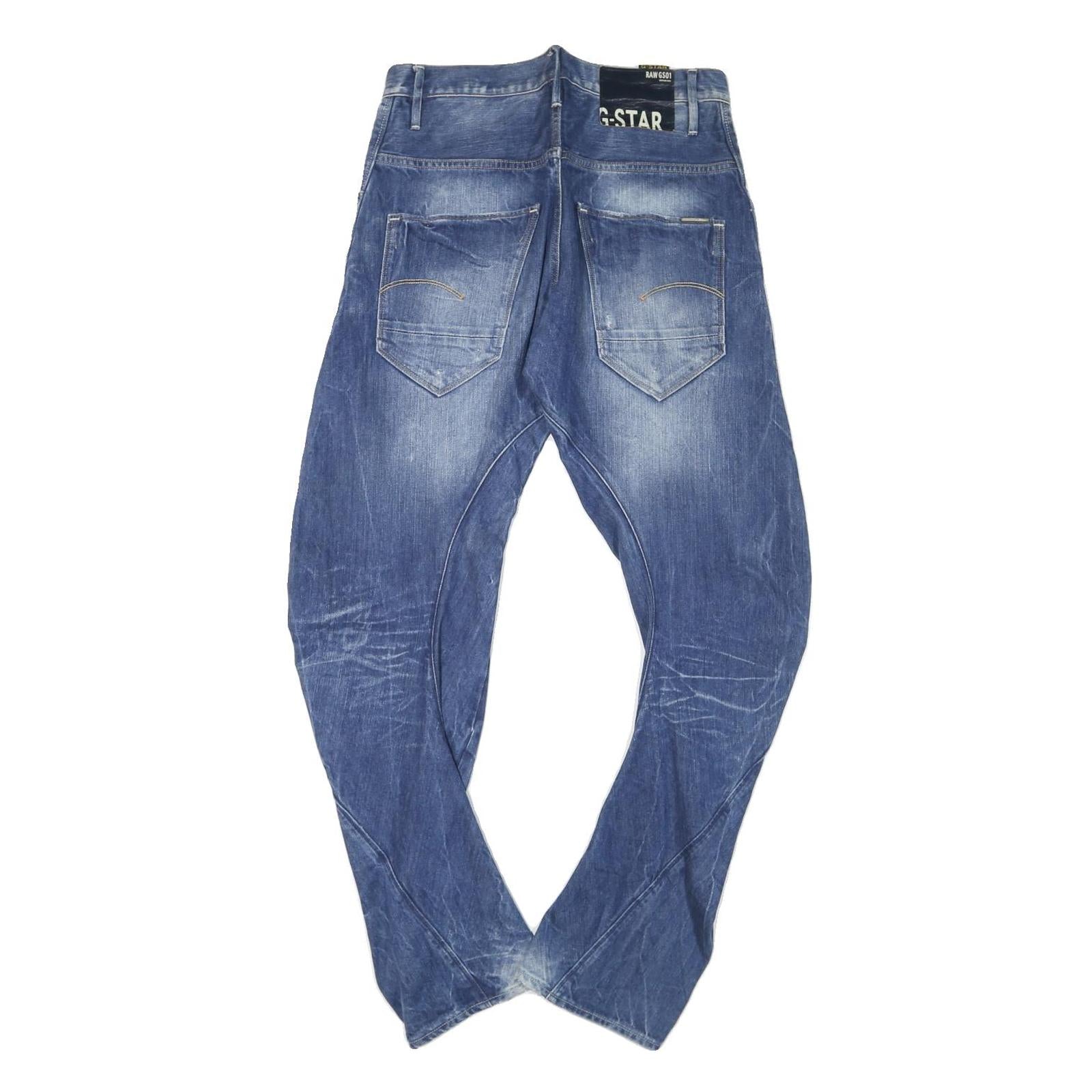 G-STAR Mens Jeans Blue Regular Straight Denim Medium W30 L28 Zip Cotton Blend