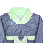 Mens Navy Blue & Light Green Outdoor Jacket L Polyester Zip Plain Pocket