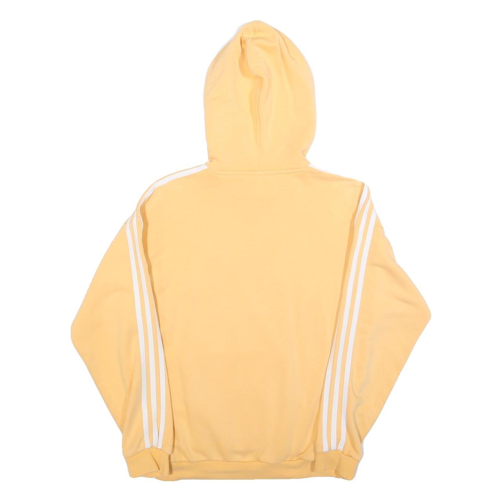 ADIDAS Womens Yellow Hoodie UK 4 Cotton Blend Pullover Drawstring Hood