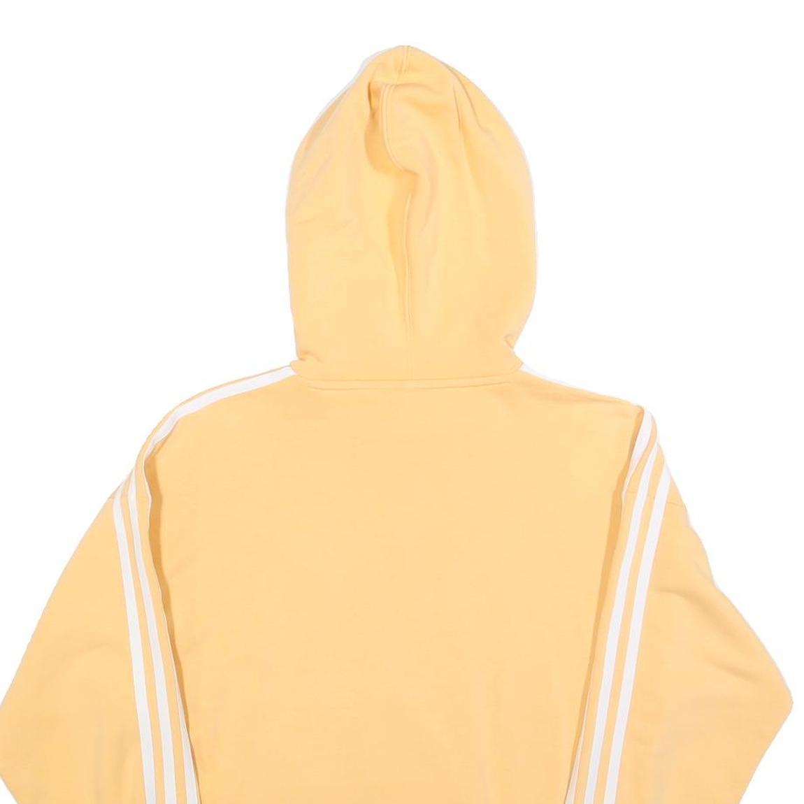 ADIDAS Womens Yellow Hoodie UK 4 Cotton Blend Pullover Drawstring Hood