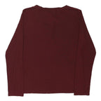 CALVIN KLEIN Womens Maroon Cotton Blend Logo Henley Long Sleeve T-Shirt M