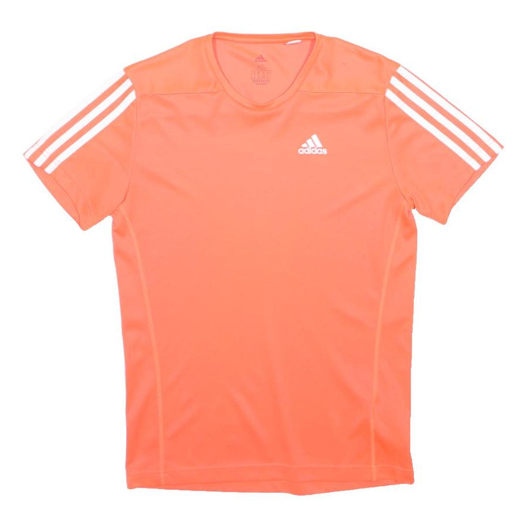 ADIDAS Mens Orange & White Sports T-Shirt XS Short Sleeve V-Neck Polyester
