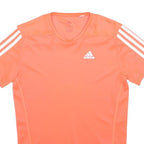 ADIDAS Mens Orange & White Sports T-Shirt XS Short Sleeve V-Neck Polyester