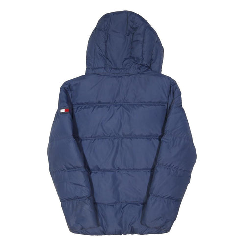 TOMMY HILFIGER Mens Blue Down Jacket M Puffer Hooded Zip Lightweight Warm