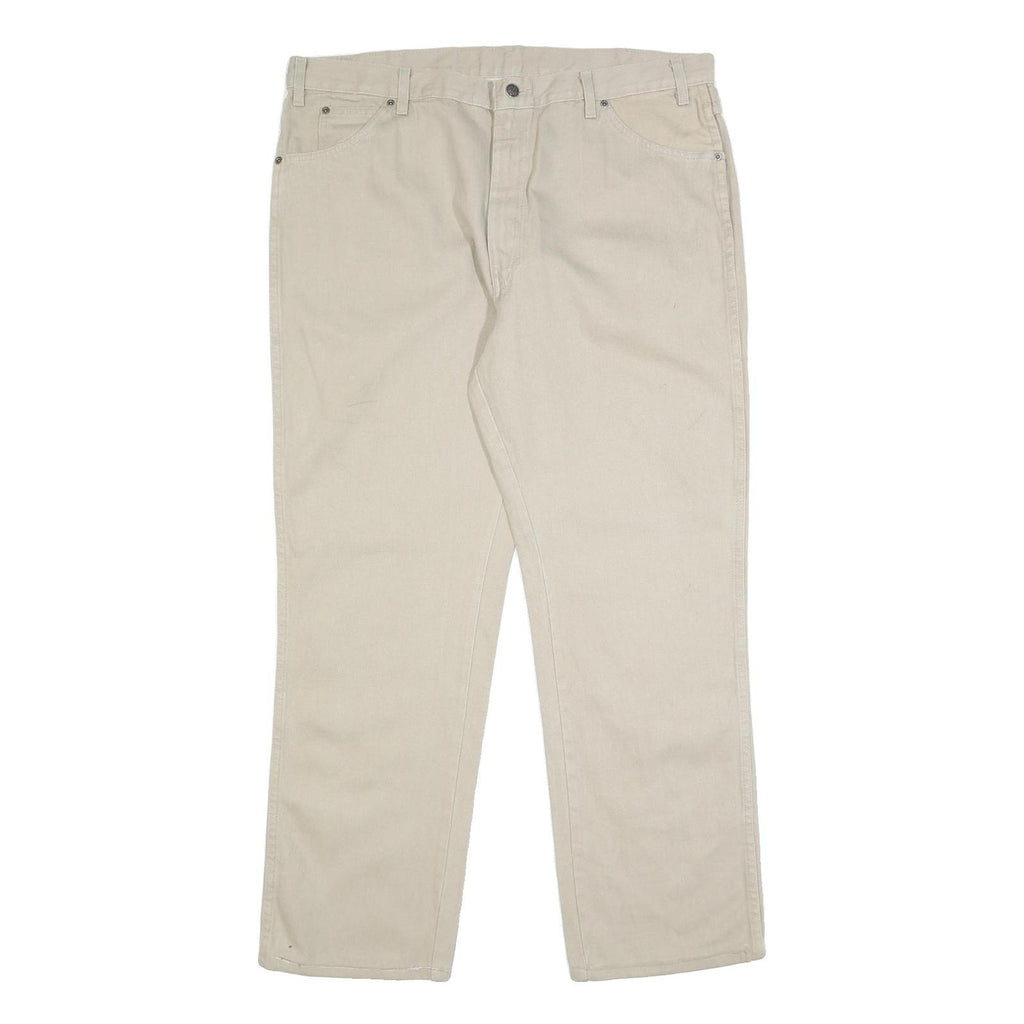DICKIES Mens Jeans Beige Regular Straight Denim W40 L30 Classic Fit Zip Closure