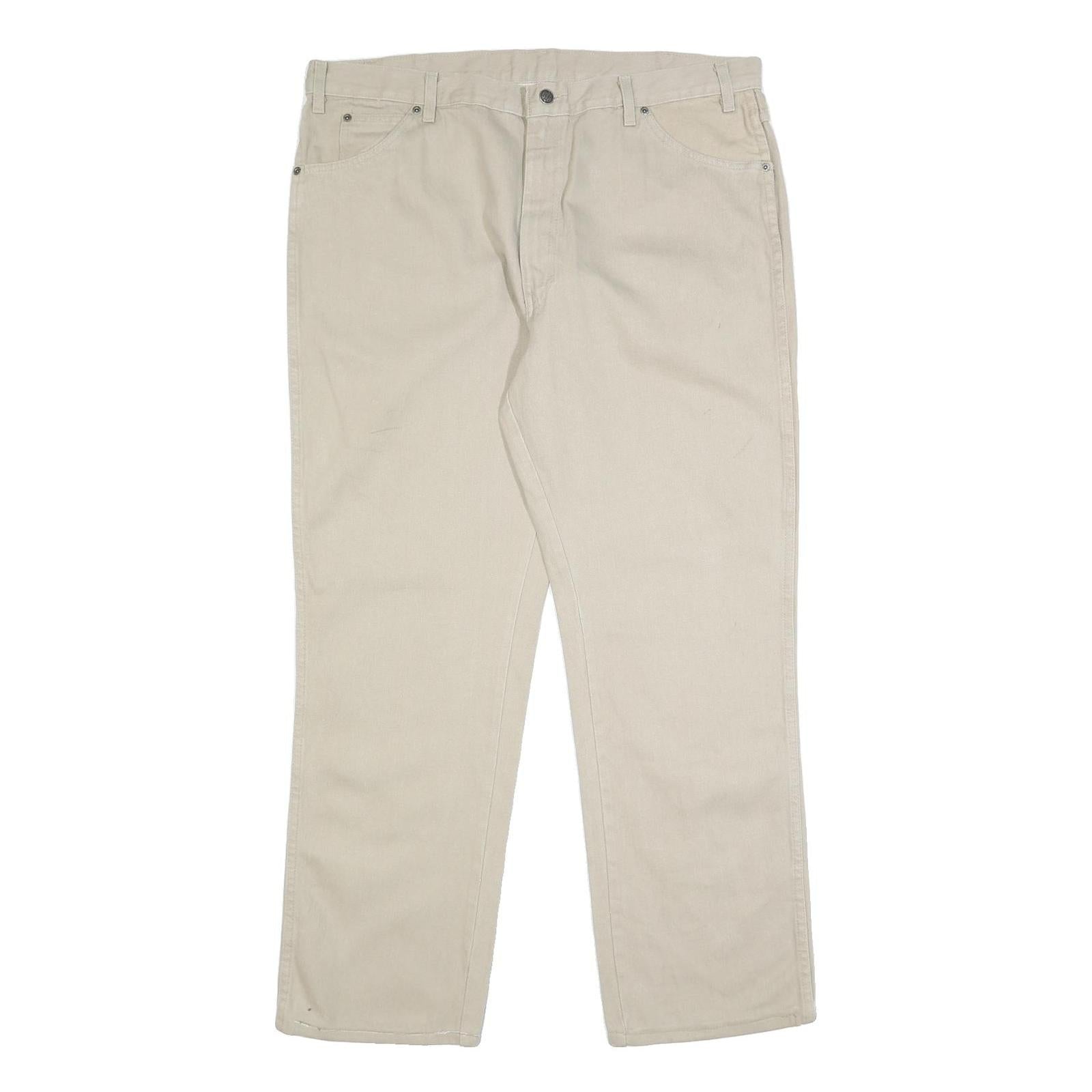 DICKIES Mens Jeans Beige Regular Straight Denim W40 L30 Classic Fit Zip Closure