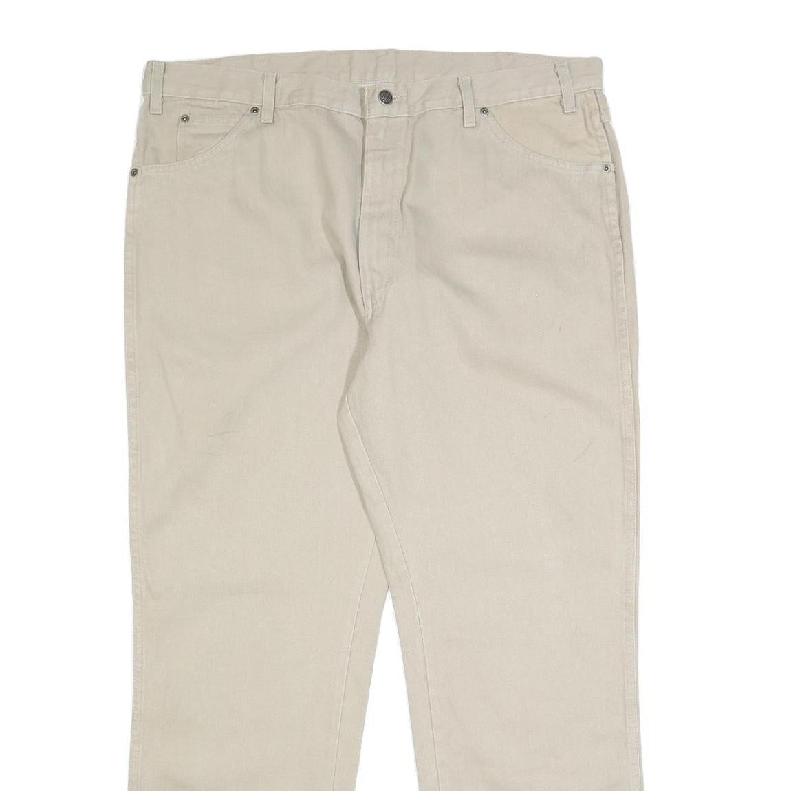 DICKIES Mens Jeans Beige Regular Straight Denim W40 L30 Classic Fit Zip Closure