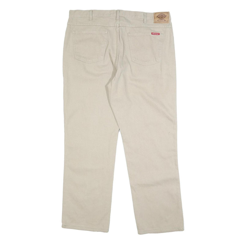 DICKIES Mens Jeans Beige Regular Straight Denim W40 L30 Classic Fit Zip Closure