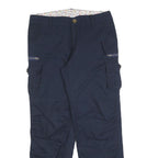 EDEN ONE Womens Regular Fit Navy Cotton Blend Cargo Trousers W30 L28 Utility Zip
