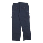 EDEN ONE Womens Regular Fit Navy Cotton Blend Cargo Trousers W30 L28 Utility Zip