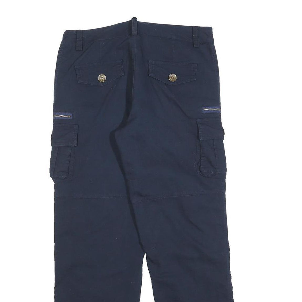 EDEN ONE Womens Regular Fit Navy Cotton Blend Cargo Trousers W30 L28 Utility Zip
