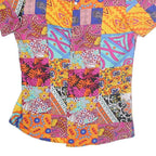 ROMWE Womens Multicolour Patchwork Pattern Shirt Dress Cotton Short Sleeve M