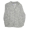 YESSICA Womens Grey Printed Long Sleeve V-Neck Blouse M Patterned Top
