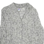 YESSICA Womens Grey Printed Long Sleeve V-Neck Blouse M Patterned Top